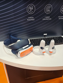 Image KWPThe new ‘ClassVR Xcelerate’ and controllers on display at the show