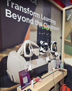 Image KWPThe ENGAGE section of the Lenovo booth with demonstration Quest 3 headsets in readyness